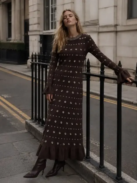 Robe longue à strass