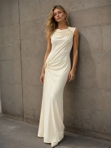 Robe longue drapée
