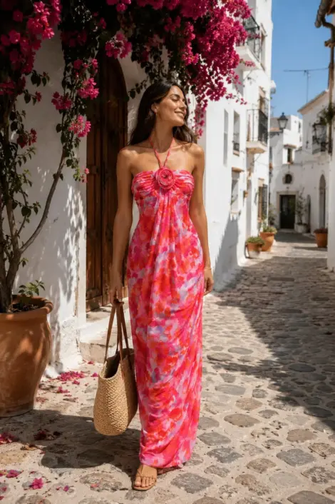 Robe longue fleur couture