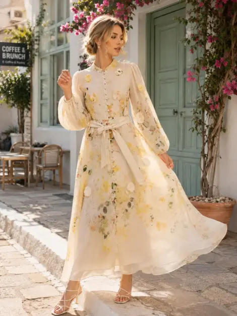 Robe longue fleurie