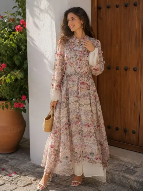 Robe longue jardin romantique