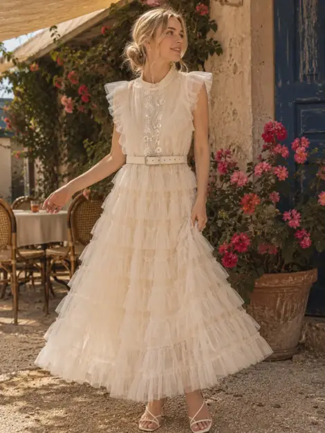 Robe longue volants