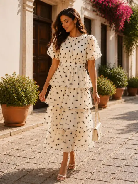 Robe volants pois élégante