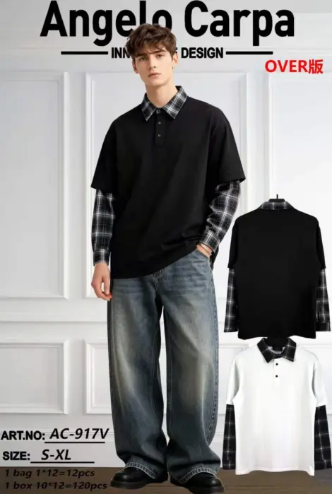 T-shirt manches longues style étudiant, avec motuif au dos